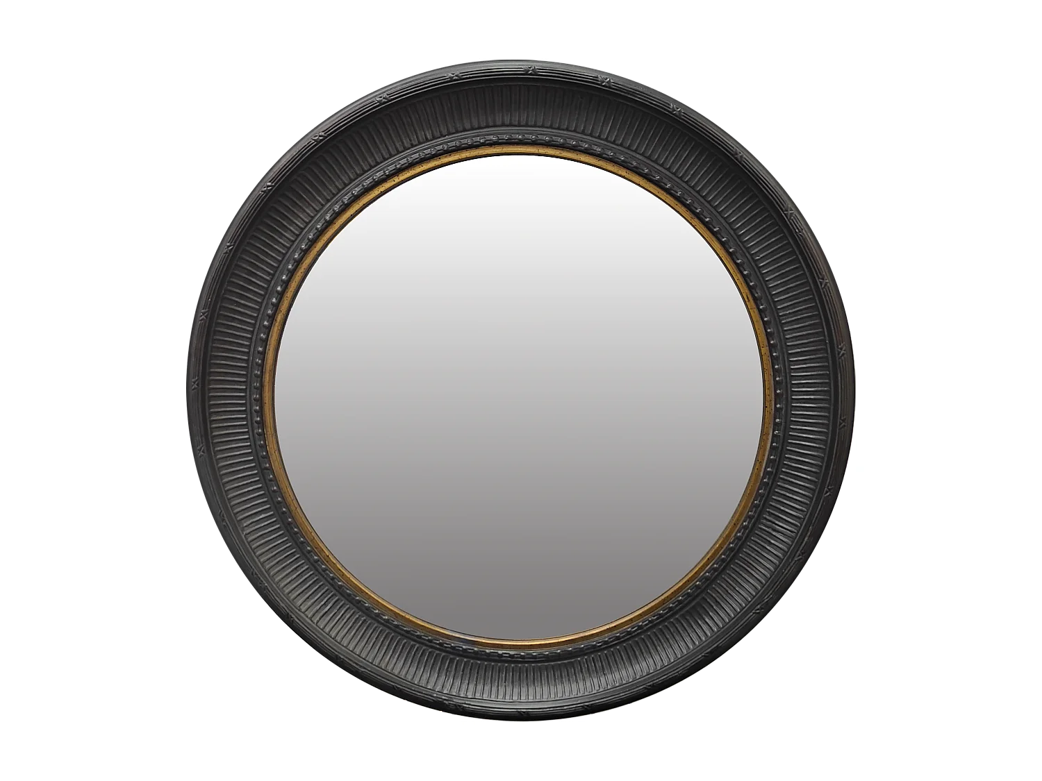 Miroir rond noir et doré 60cm int et 77.5cm ext
