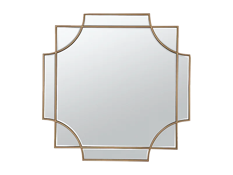 Miroir art déco doré cuivré 80x80cm