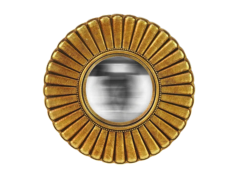 Miroir fleur convexe doré 20cm