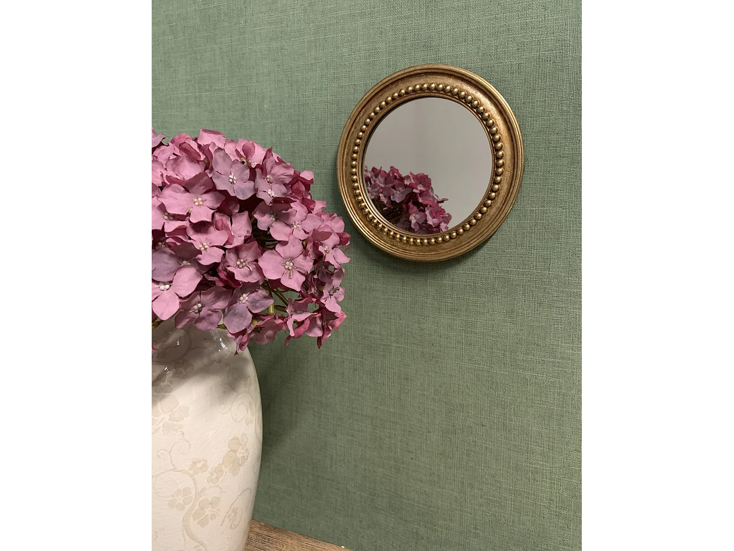 Miroir perle rond doré 16.5cm