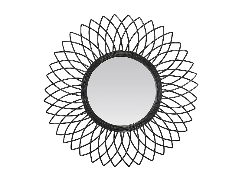 Miroir fleur en rotin noir 61cm