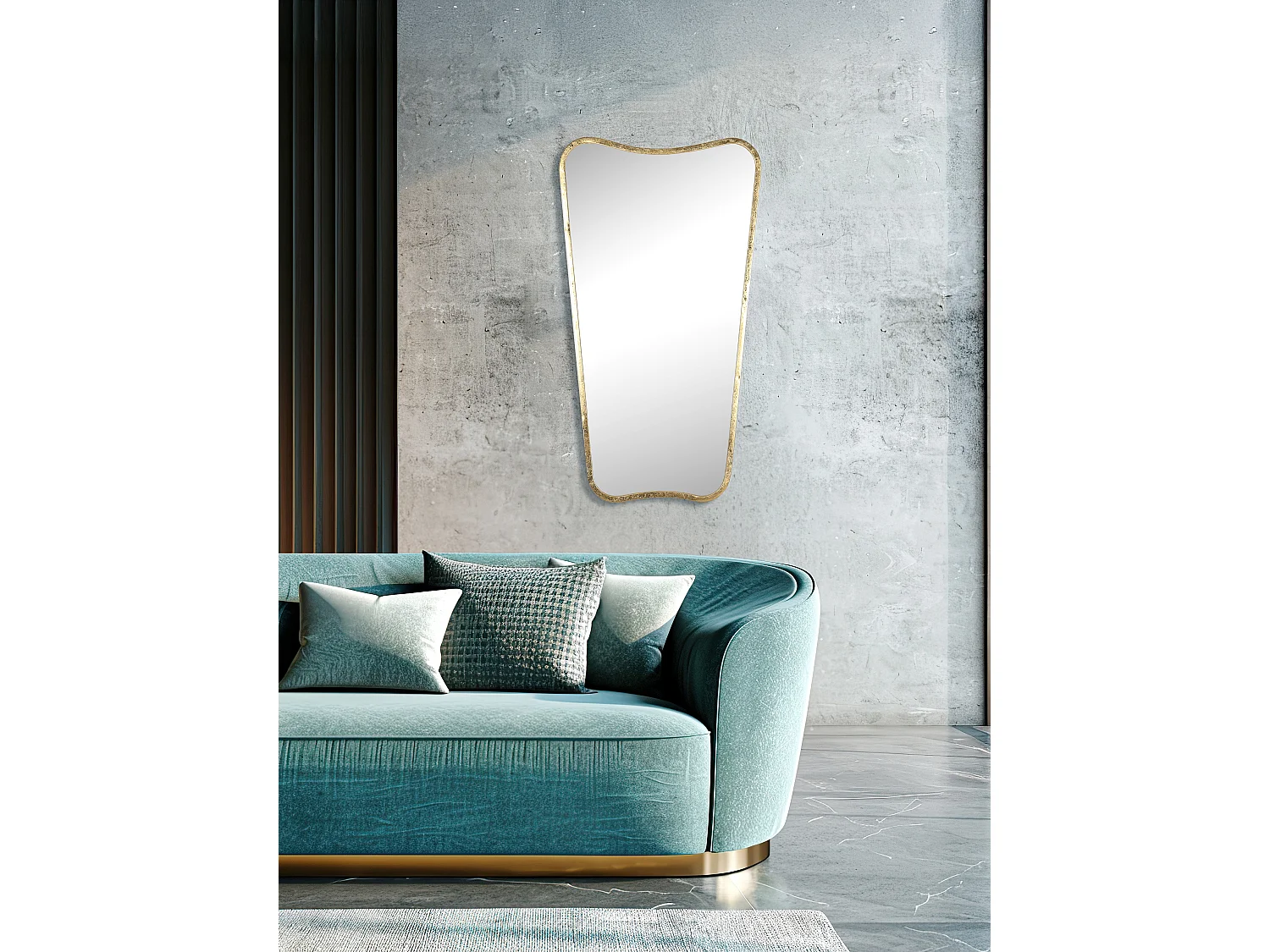 Miroir design métal doré 50x90cm