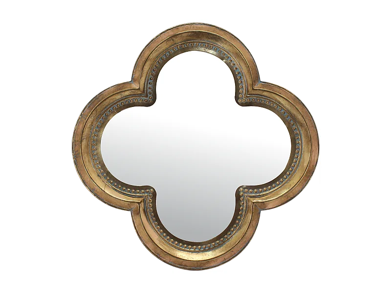 Miroir trèfle métal doré 66cm