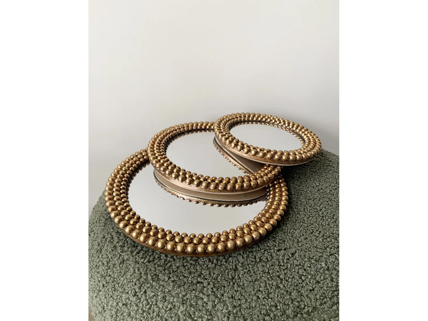 Miroir perles convexe doré 20.2cm