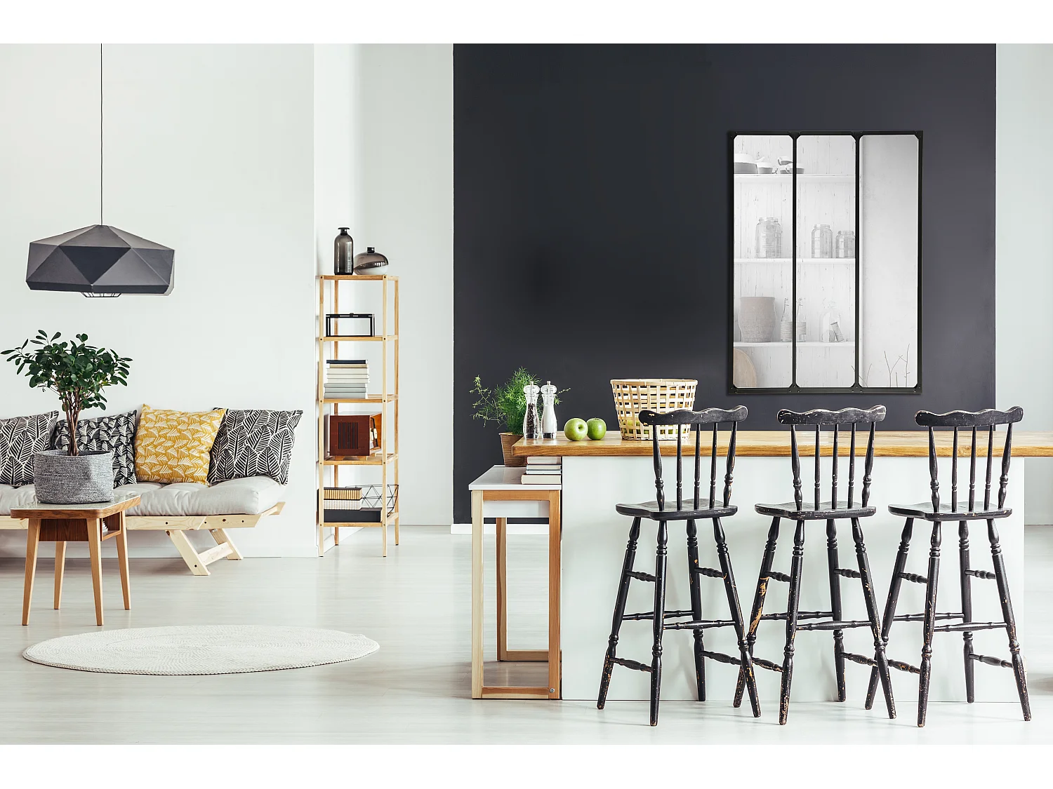 Miroir industriel 3 bandes avec rivets 90x120cm