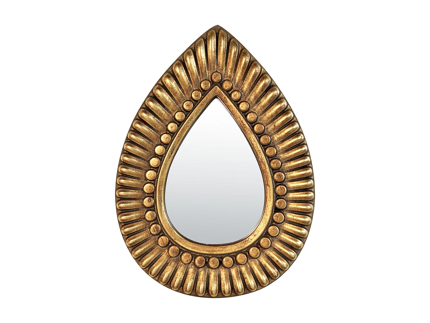 Miroir goutte doré motifs 19,7x27cm