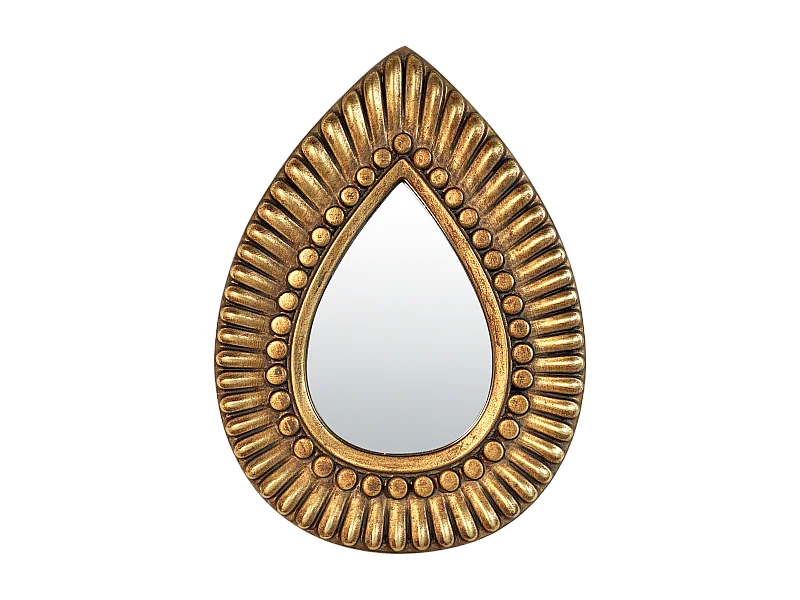 Miroir goutte doré motifs 19,7x27cm