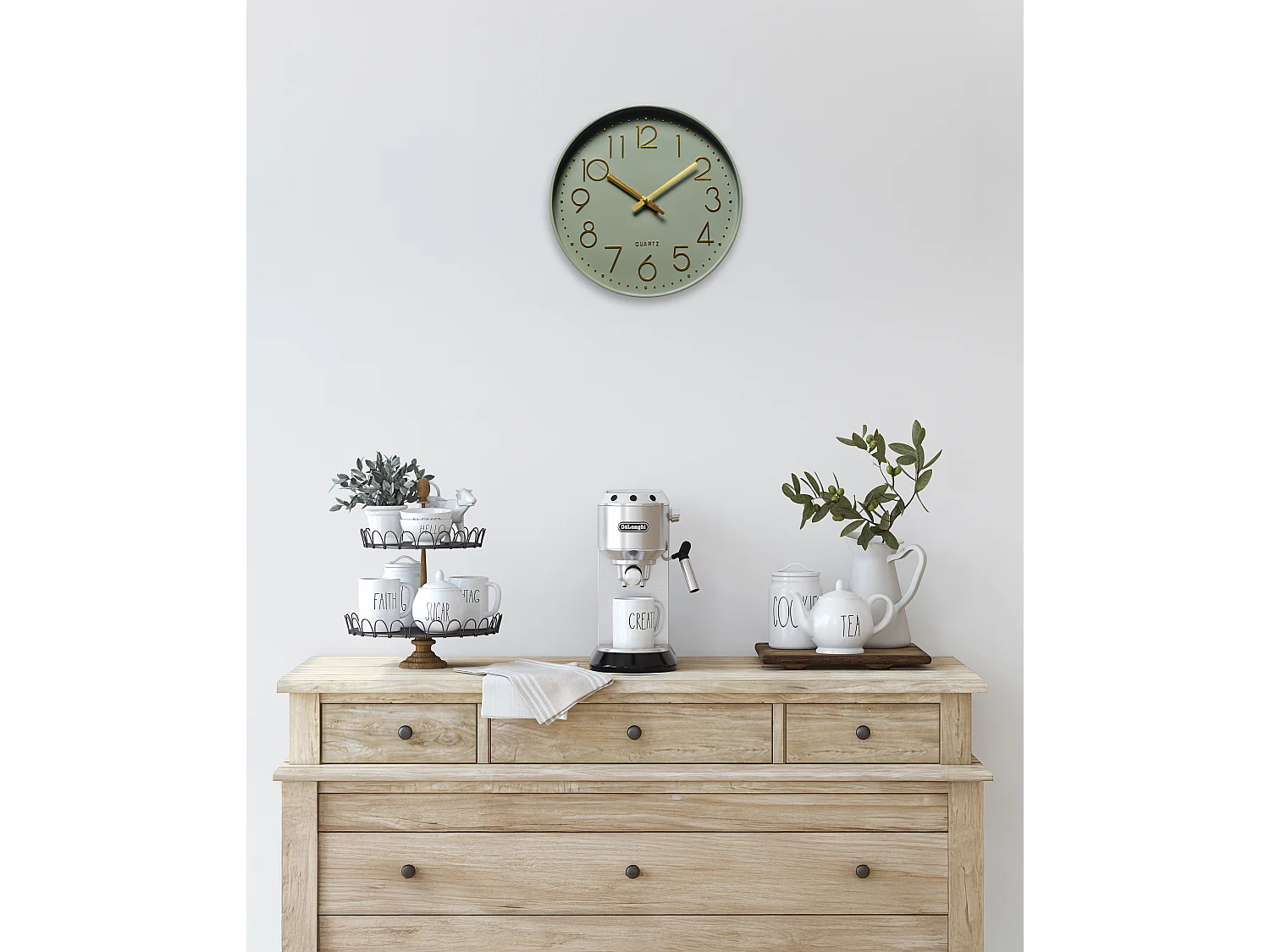 Horloge color kaki 30,5cm