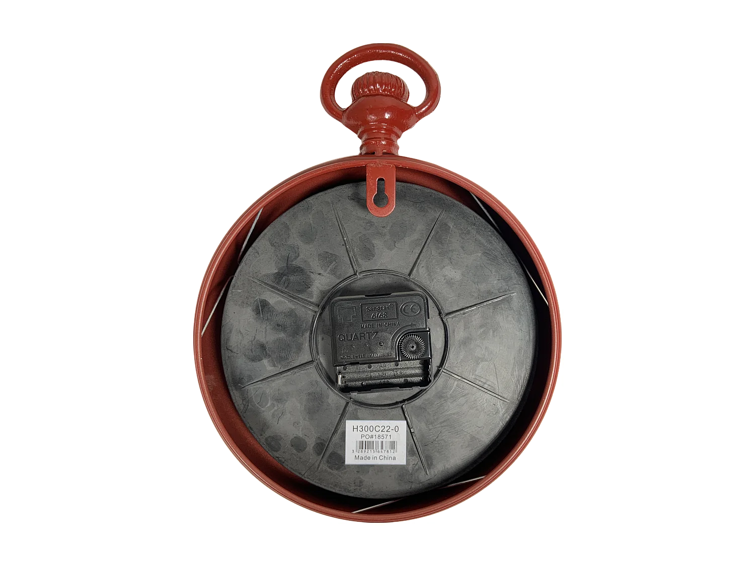 Petite horloge ronde métal rouge 22x28cm