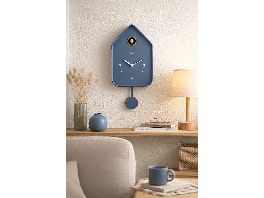 Horloge coucou bleu 20.6x39cm