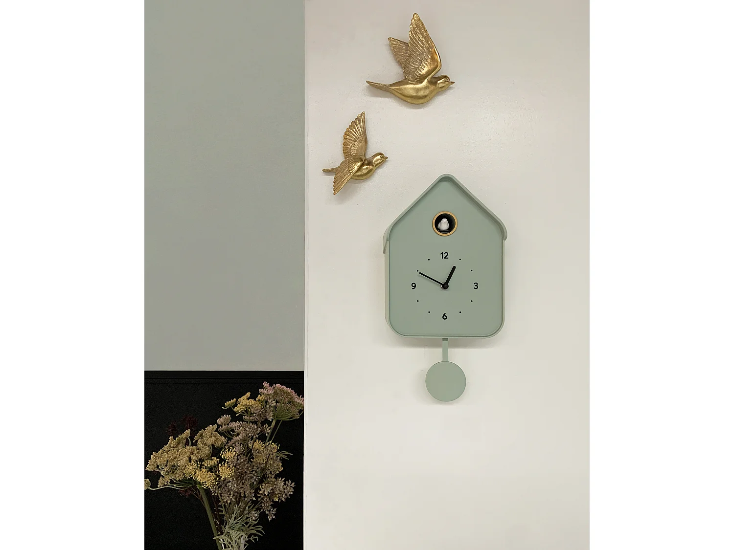 Horloge coucou vert 20.6x39cm