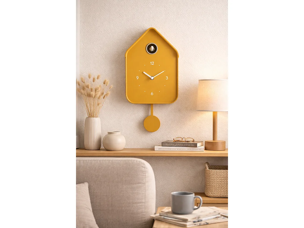 Horloge coucou jaune 20.6x39cm
