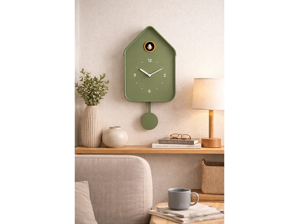 Horloge coucou vert 20.6x39cm