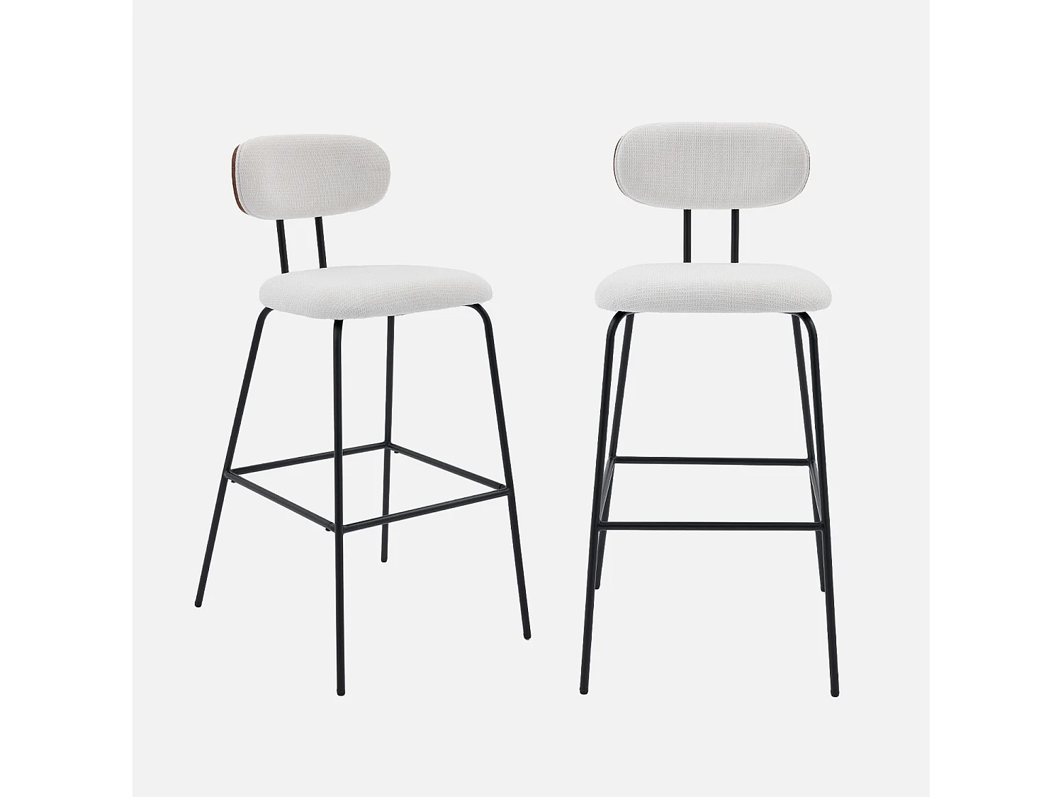 Set di 2 sgabelli da bar legno curvato tinto noce e tessuto