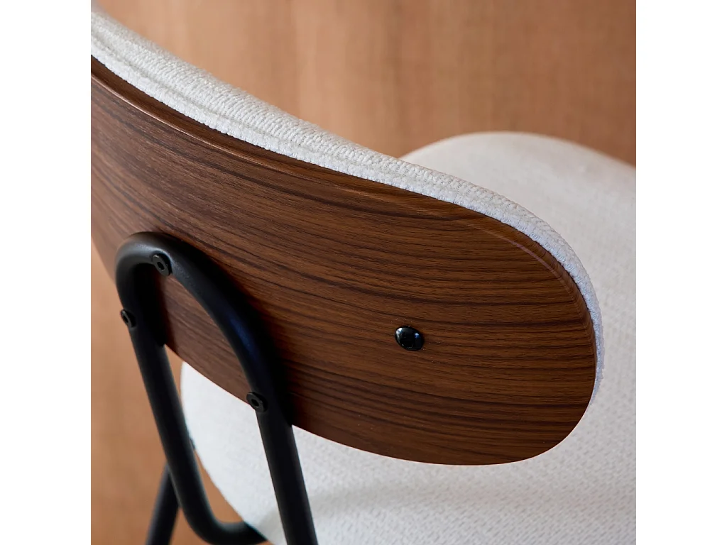 Set di 2 sgabelli da bar legno curvato tinto noce e tessuto