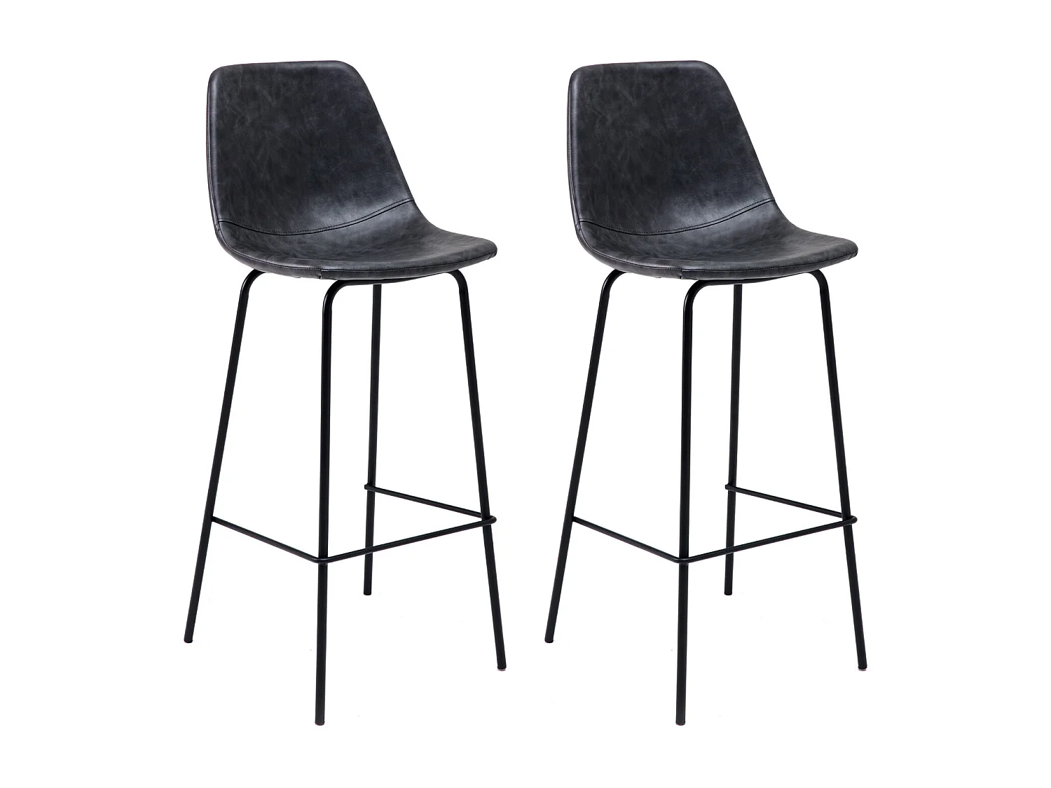 Set van 2 vintage LUCIEN barkrukken donkergrijs - Zithoogte 75cm