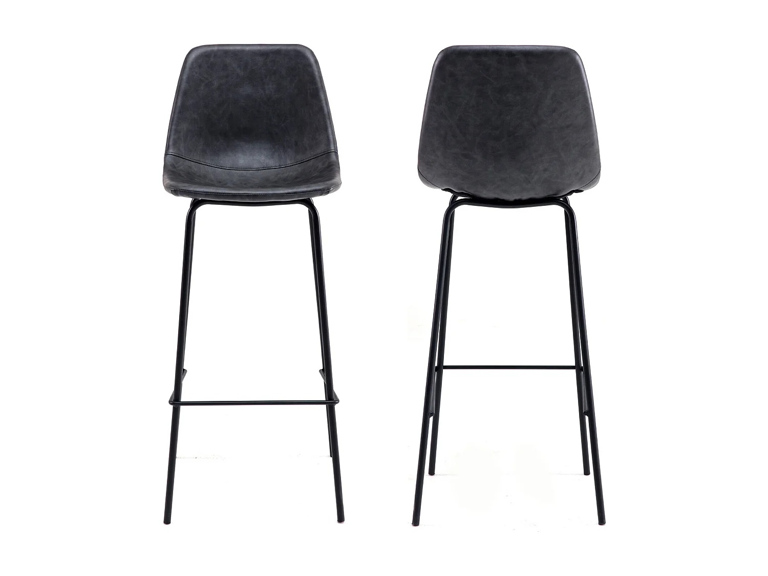 Set van 2 vintage LUCIEN barkrukken donkergrijs - Zithoogte 75cm