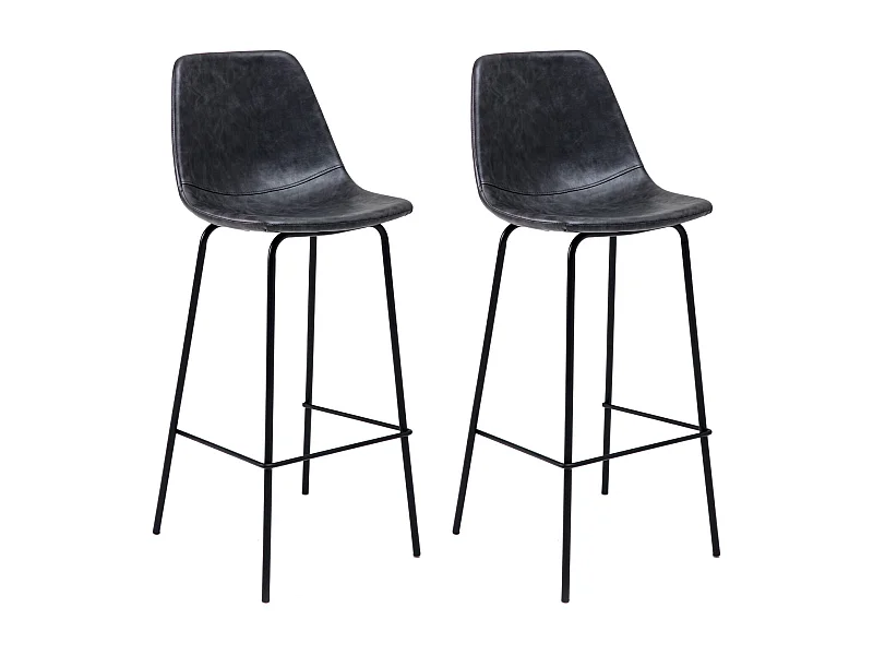 Conjunto de 2 bancos de bar LUCIEN vintage cinzento escuro - Altura do assento 75cm