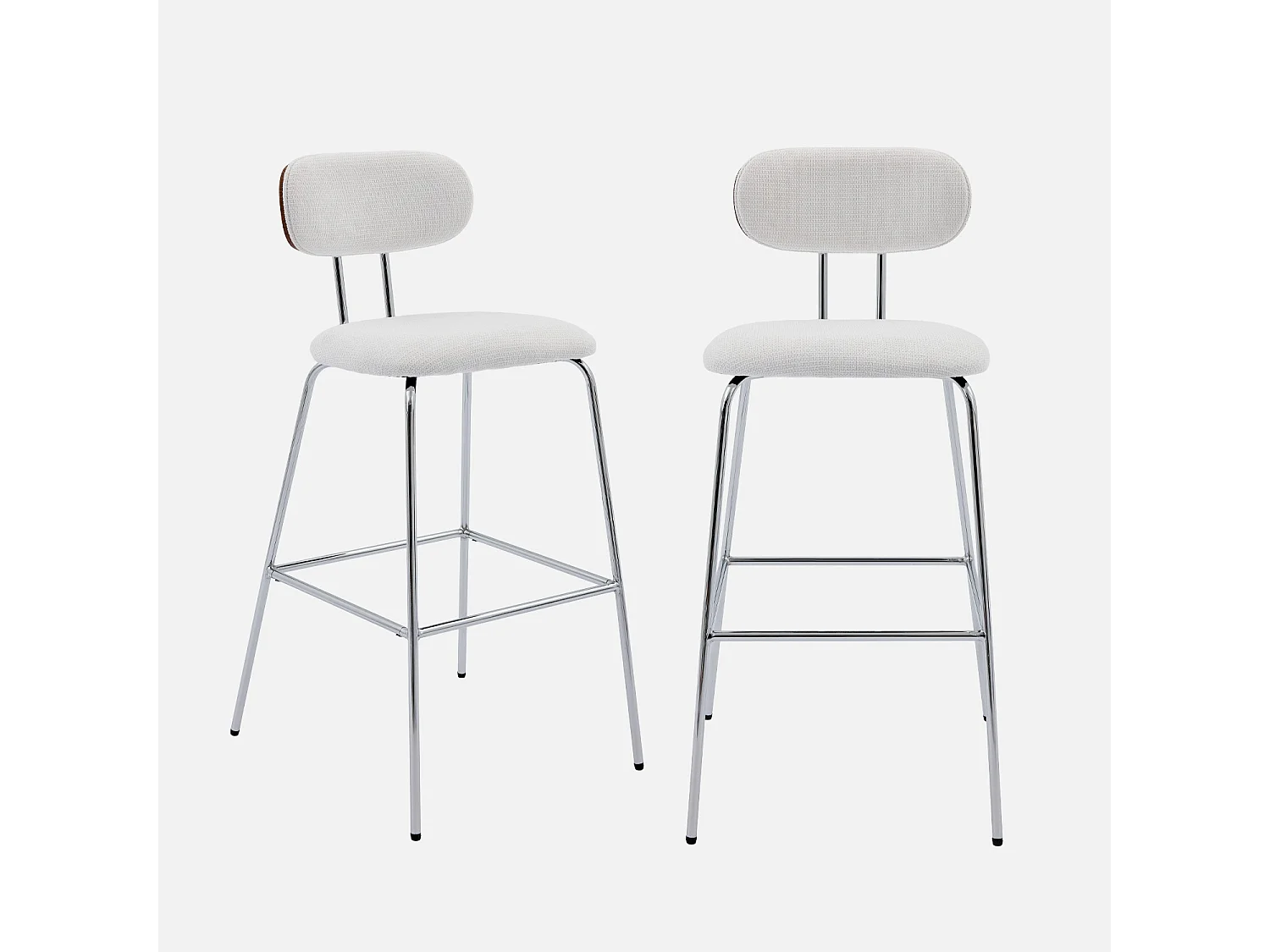 Set di 2 sgabelli da bar legno tinto noce e tessuto idrorepellente