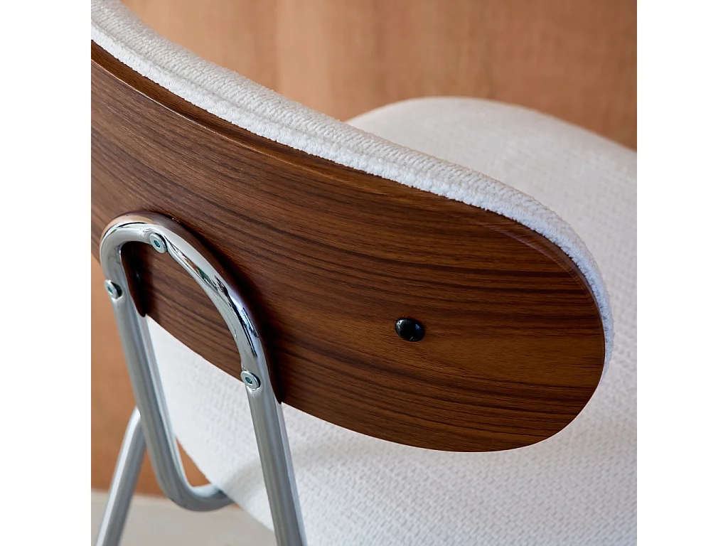 Set di 2 sgabelli da bar legno tinto noce e tessuto idrorepellente