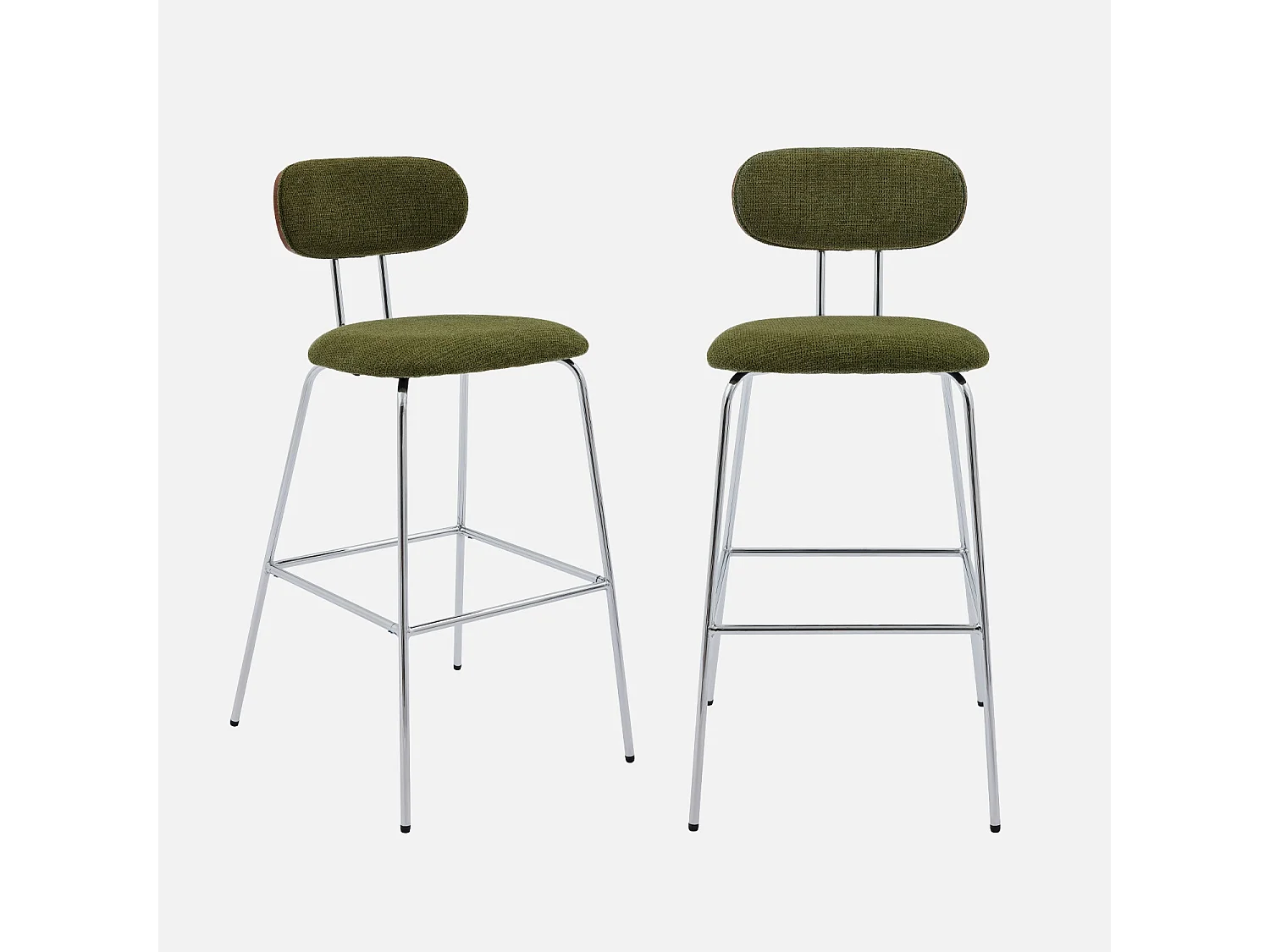 Set di 2 sgabelli da bar legno tinto noce e tessuto idrorepellente