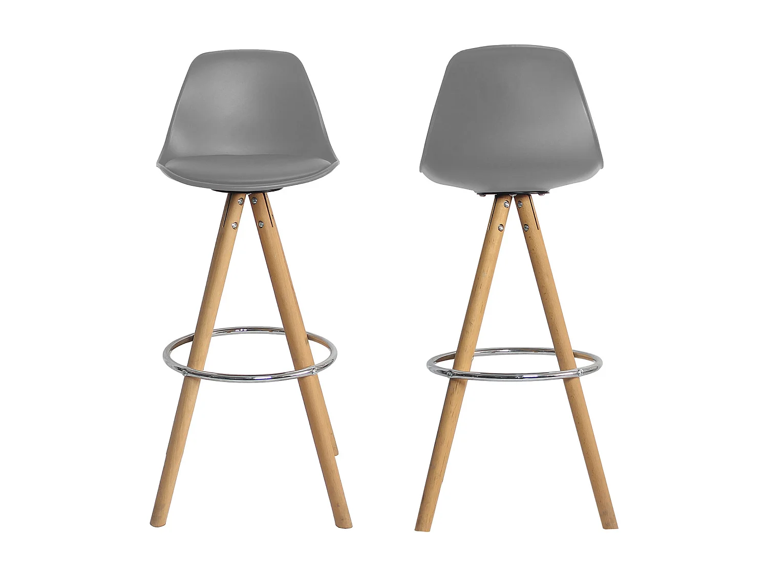 Lot de 2 tabourets scandinaves TOBIAS gris avec coussin