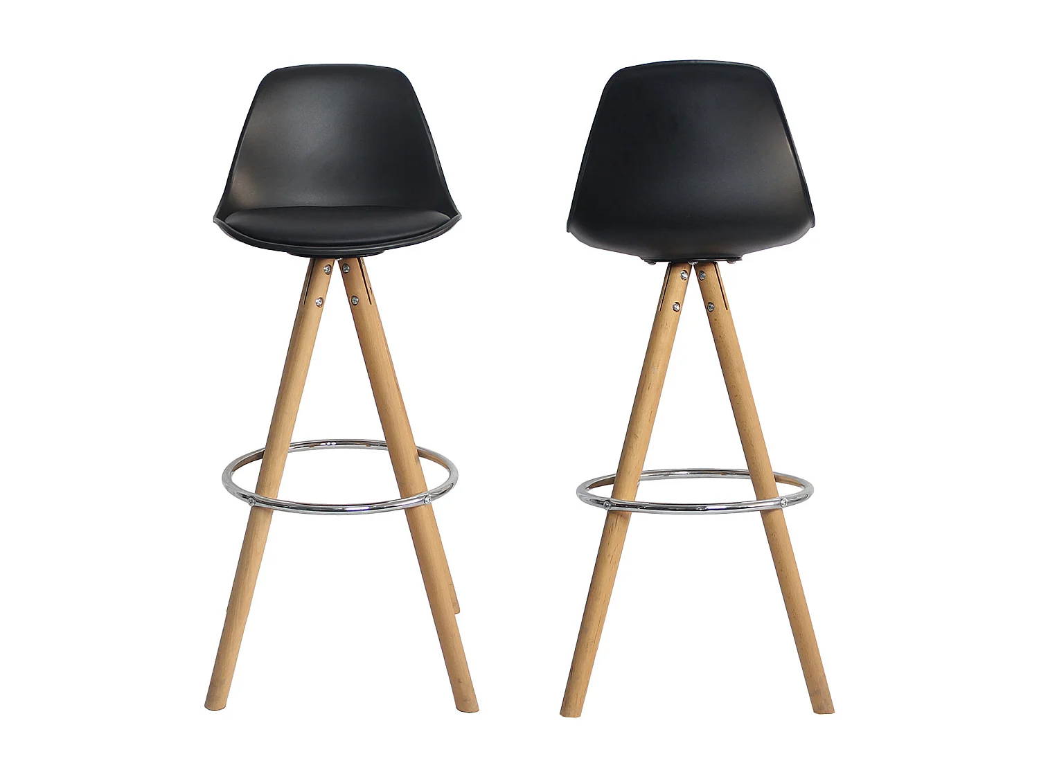 Lot de 2 tabourets scandinaves TOBIAS noirs avec coussin