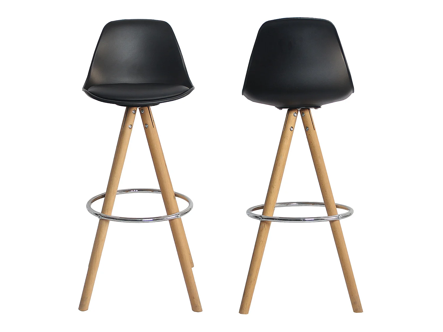 Lot de 2 tabourets scandinaves TOBIAS noirs avec coussin