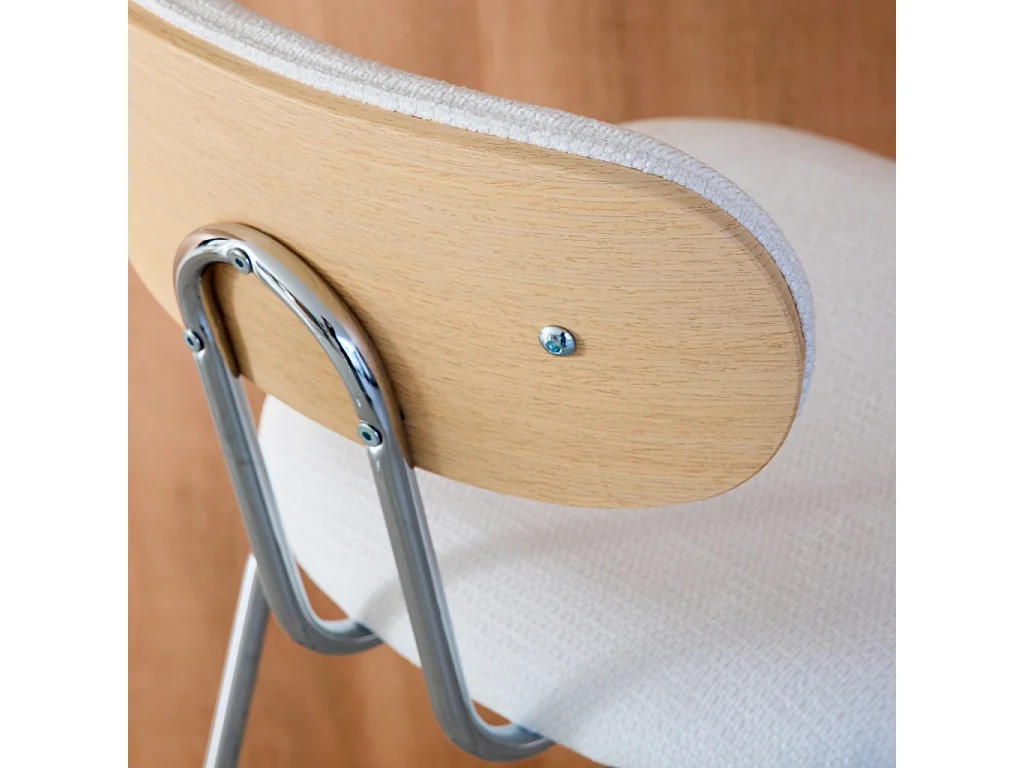 Set di 2 sgabelli da bar in rovere e tessuto idrorepellente piedi in