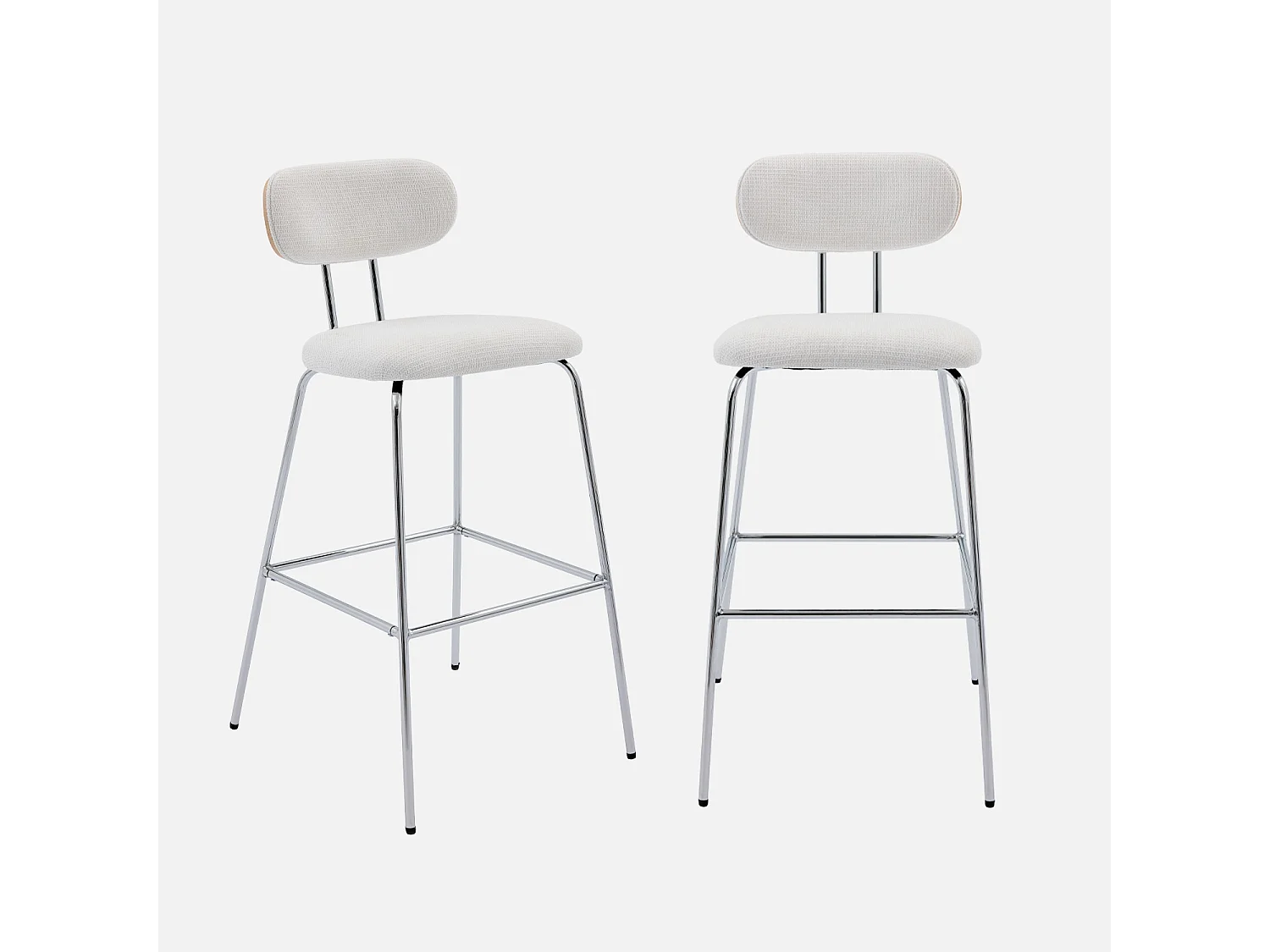 Set di 2 sgabelli da bar in rovere e tessuto idrorepellente piedi in