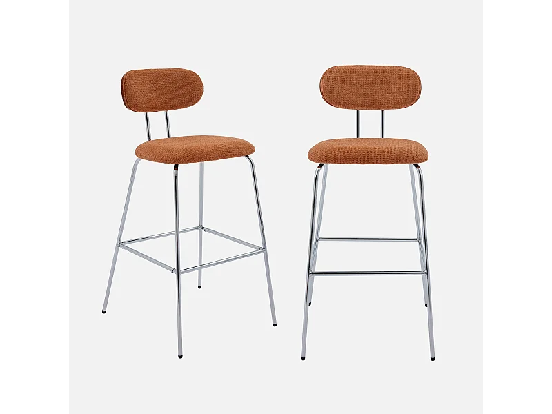 Taburete de bar con tejido repelente al agua y patas metal cromado,