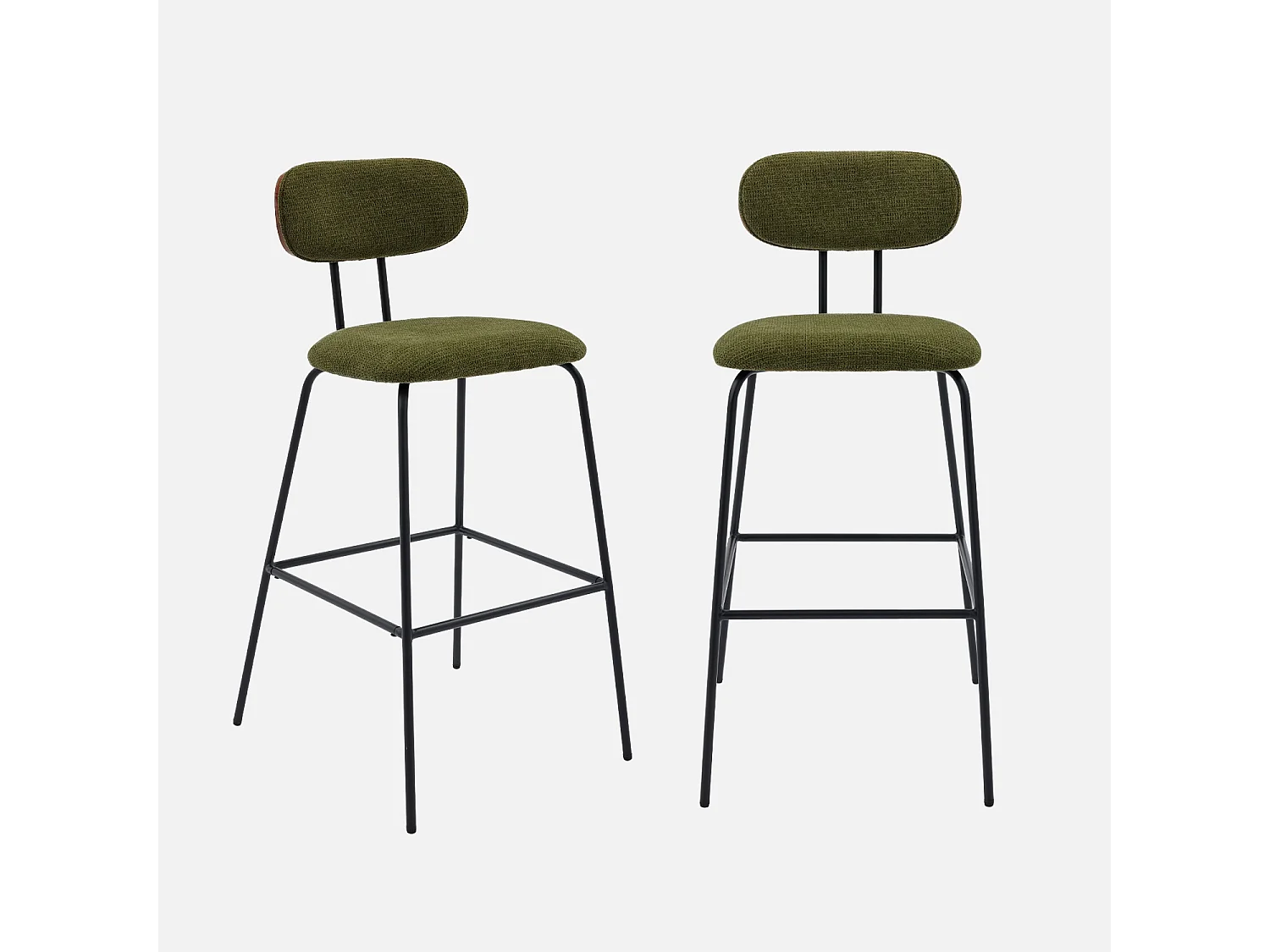 Set di 2 sgabelli da bar legno curvato tinto noce e tessuto