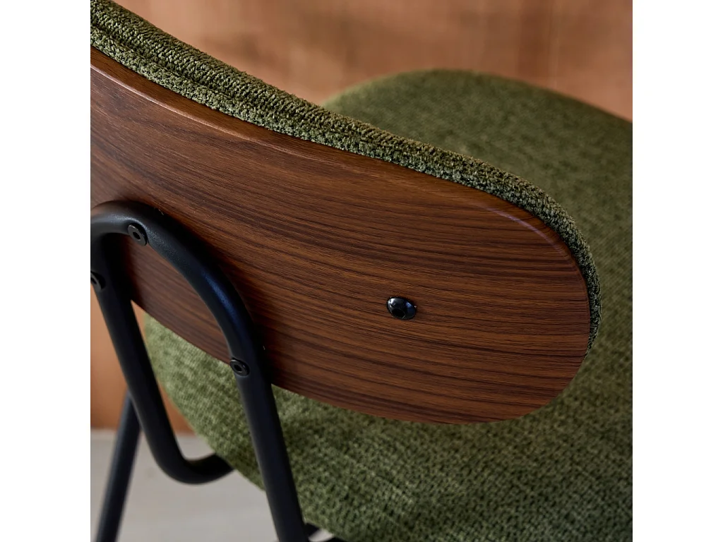 Set di 2 sgabelli da bar legno curvato tinto noce e tessuto