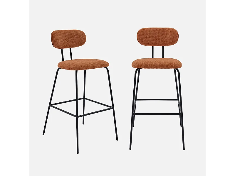 Taburete de bar con tela repelente al agua y patas de metal negro, set