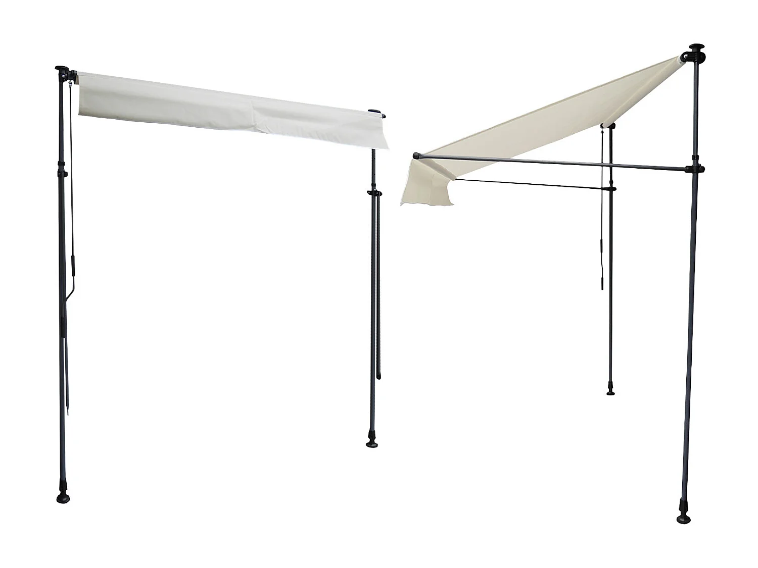 Store banne pour balcon CHENE 2 × 1,2m - Toile beige et structure grise