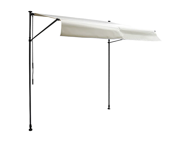 CHENE balkonluifel 2 × 1.2m - Beige doek en grijs frame