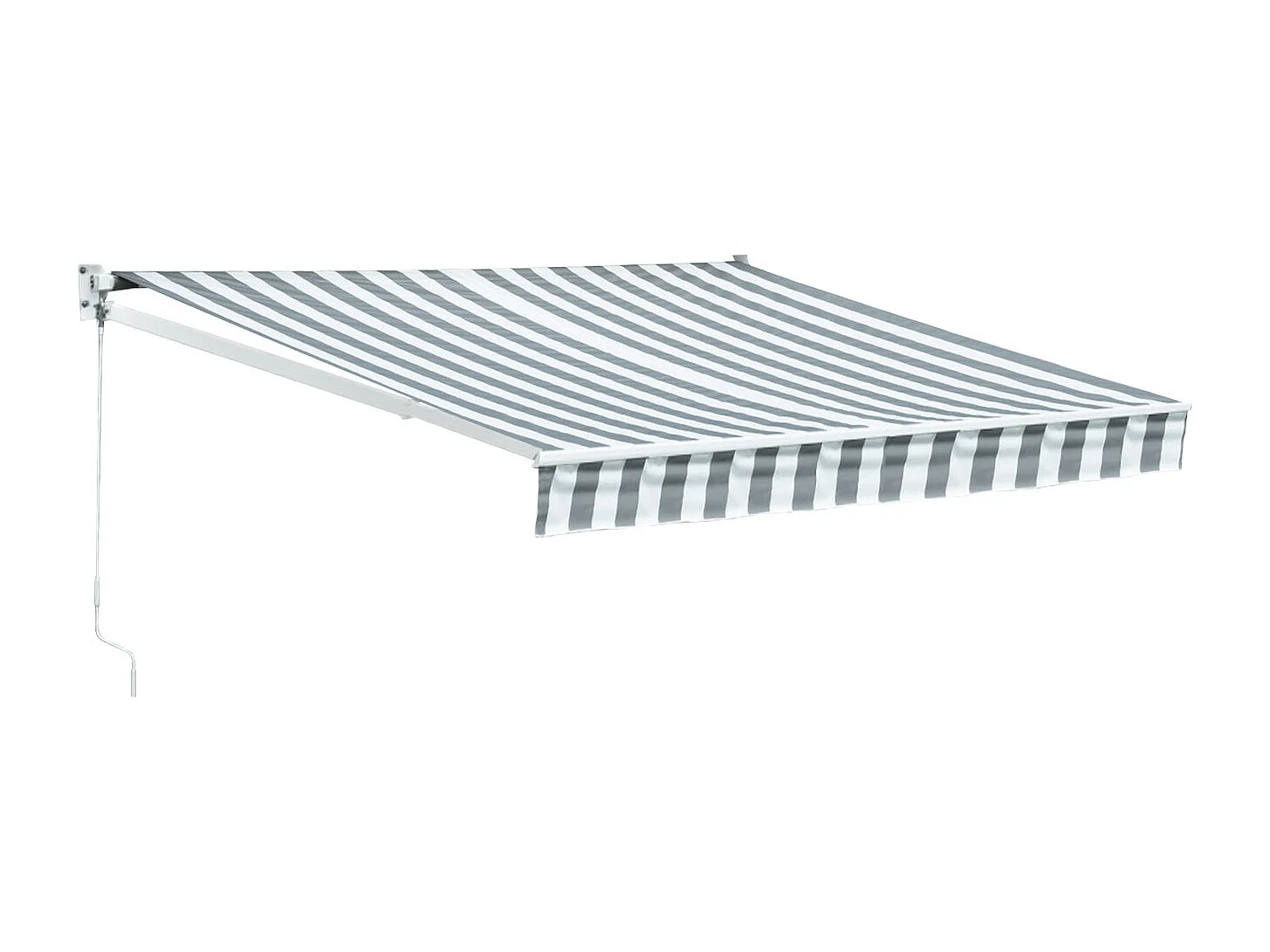 Store banne SAULE 2,5 × 2m - Toile rayée blanche/grise et structure blanche