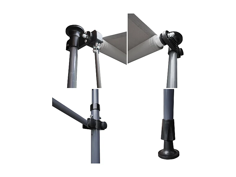 CHENE balkonluifel 2 × 1.2m - Grijs doek en grijs frame