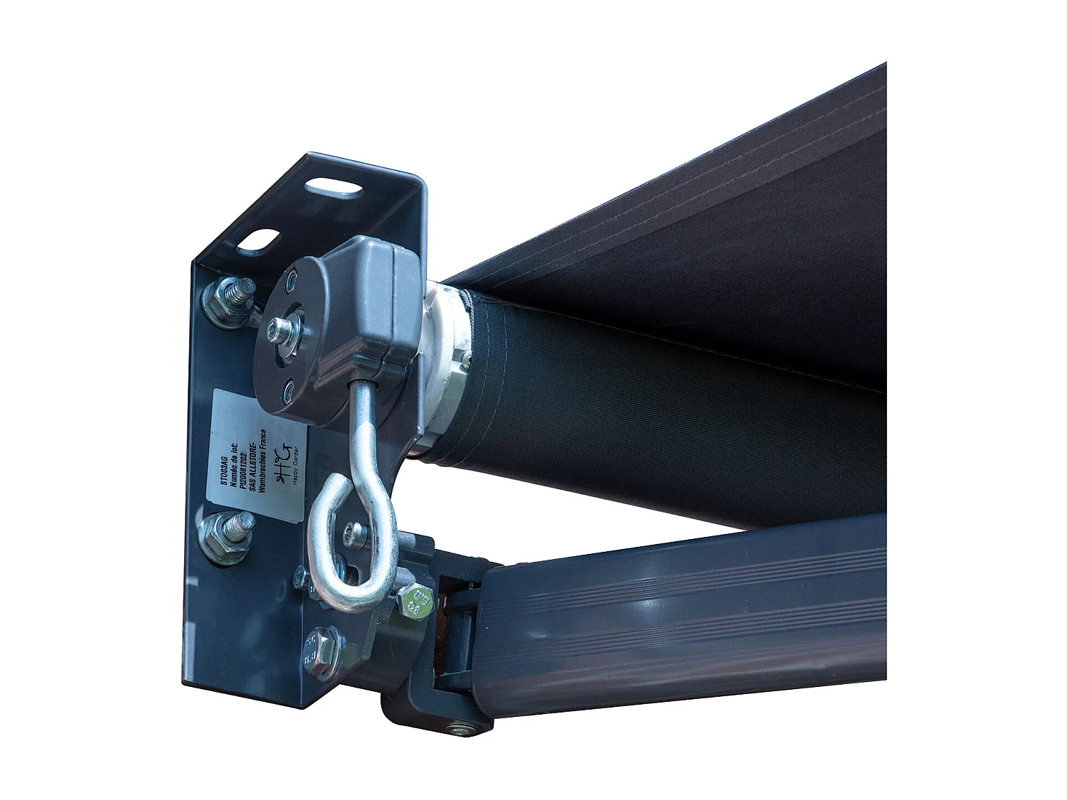 Store banne SAULE 2,95 × 2,5m - Toile anthracite et structure grise