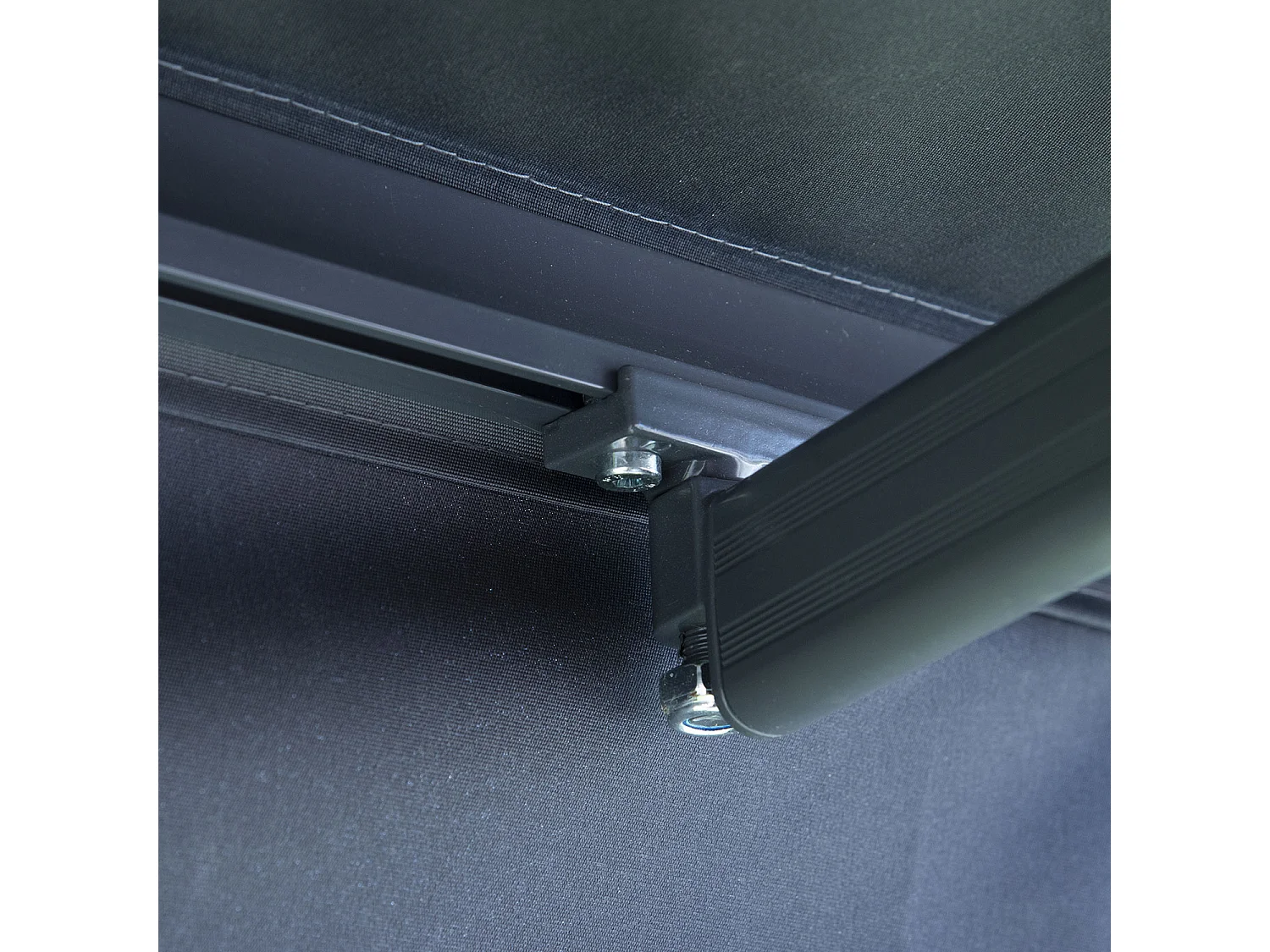 SAULE luifel 2,95 × 2,5m met half luifel - Antraciet doek en grijze structuur