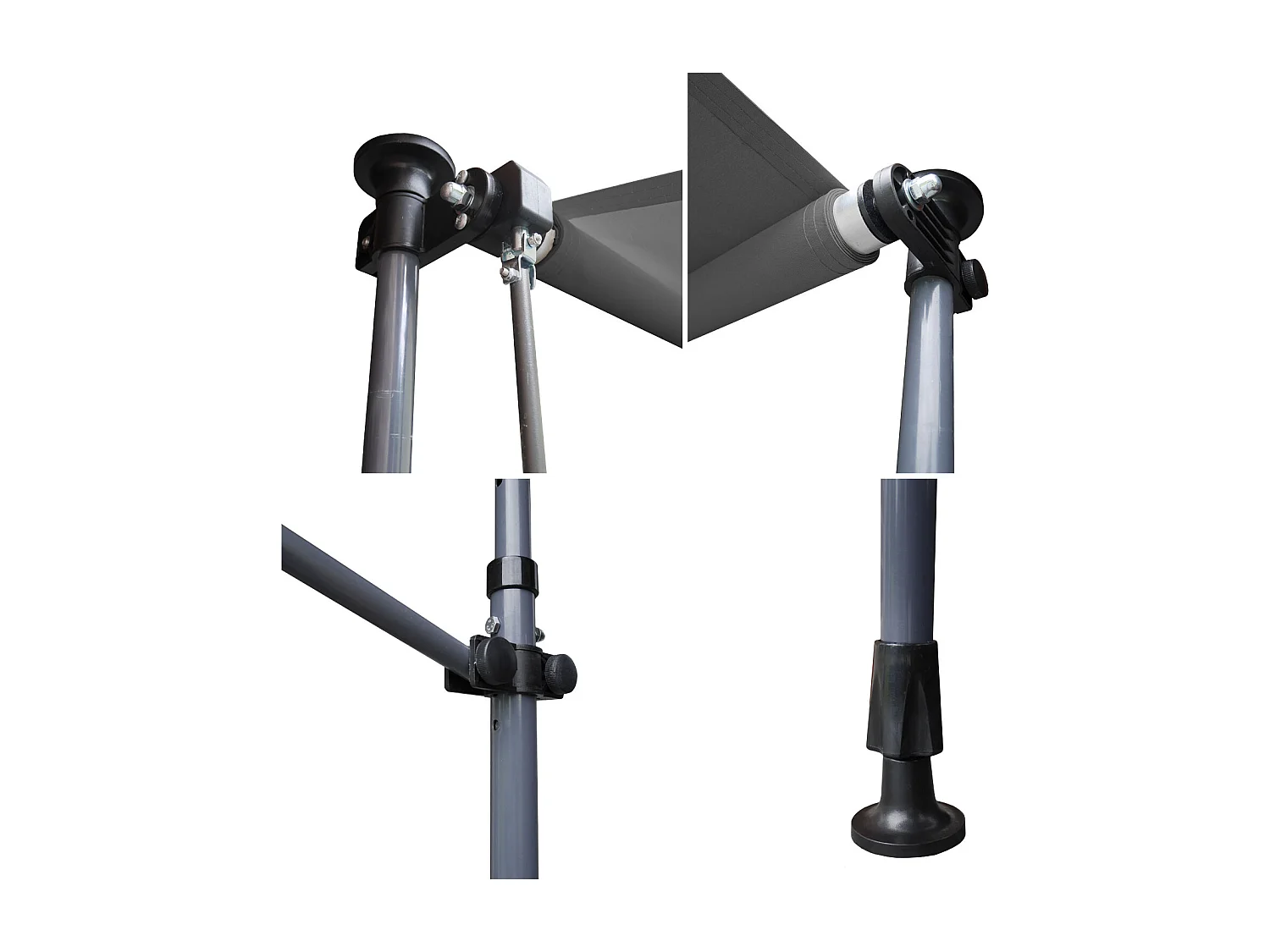 Toldo de varanda CHENE 2 × 1,2m - Tecido antracite e moldura cinzenta