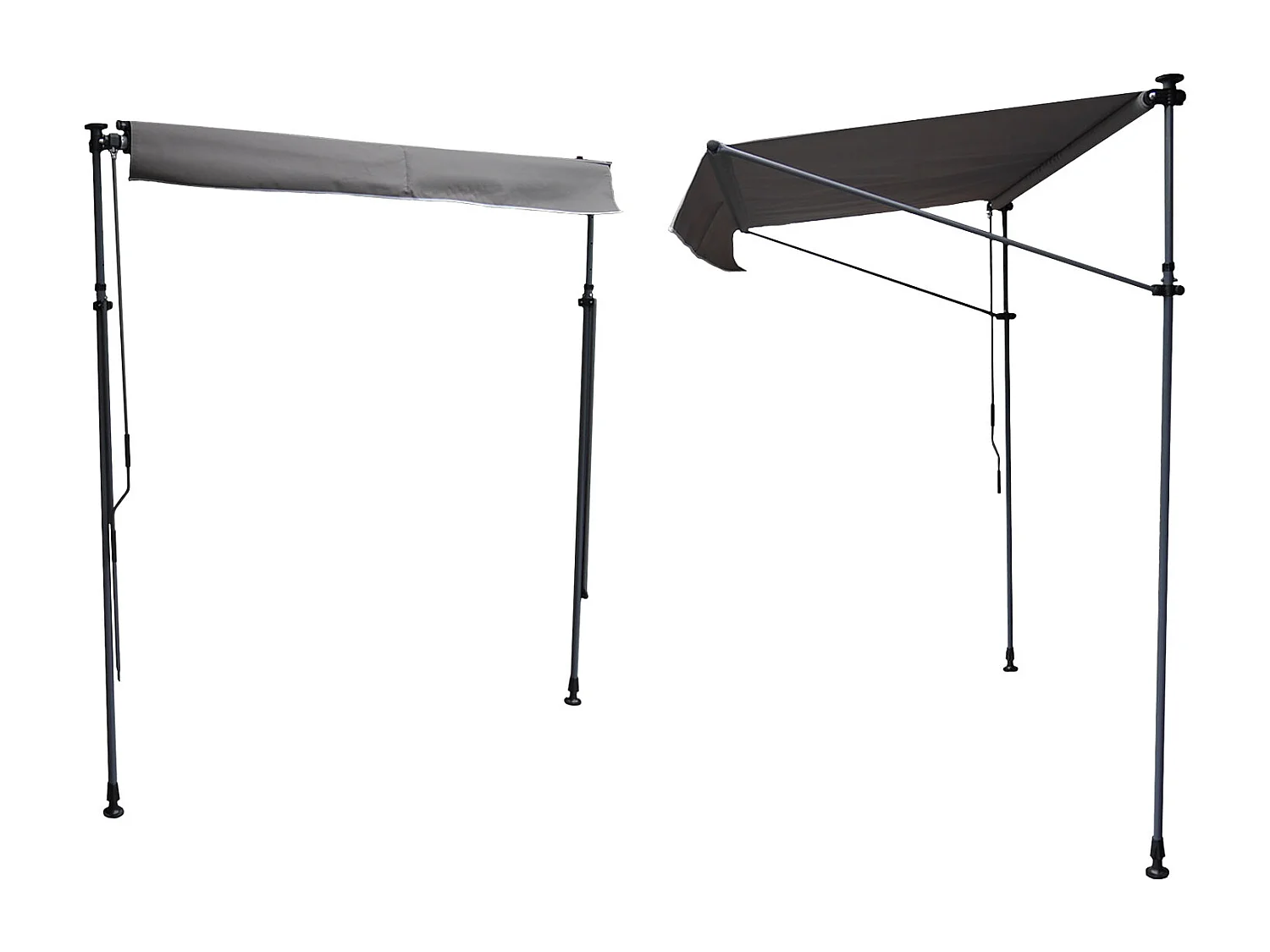 Store banne pour balcon CHENE 2 × 1,2m - Toile anthracite et structure grise