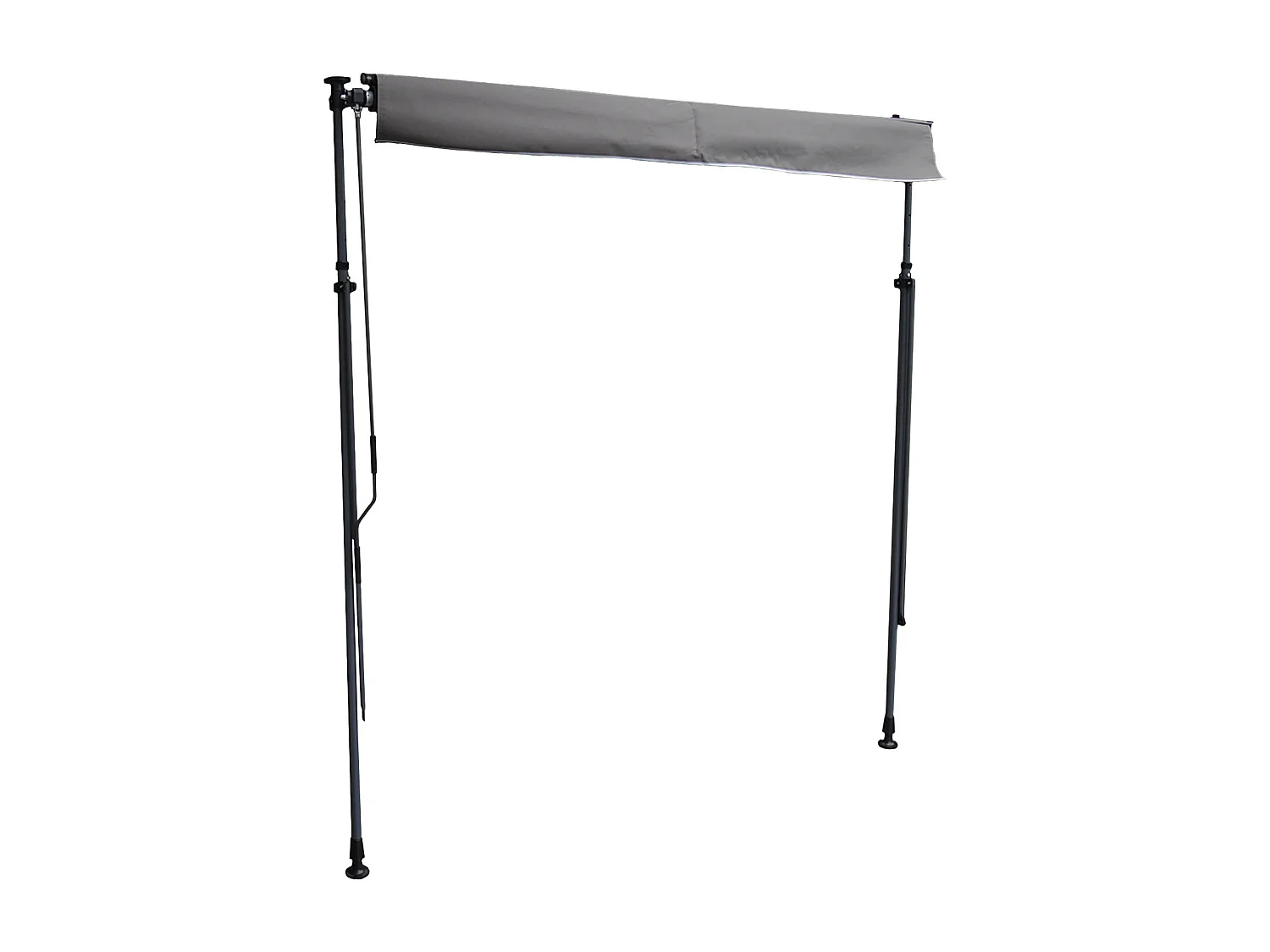 Store banne pour balcon CHENE 2 × 1,2m - Toile anthracite et structure grise