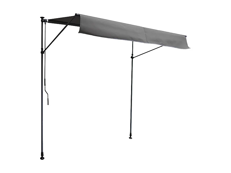 CHENE balkonluifel 2 × 1.2m - Antraciet doek en grijs frame
