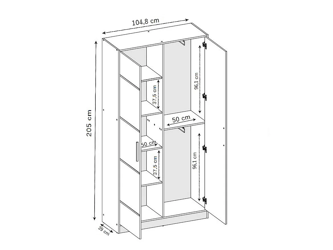Drehtürenschrank EDEN 2D Modell 4 Weiß / Schwarz
