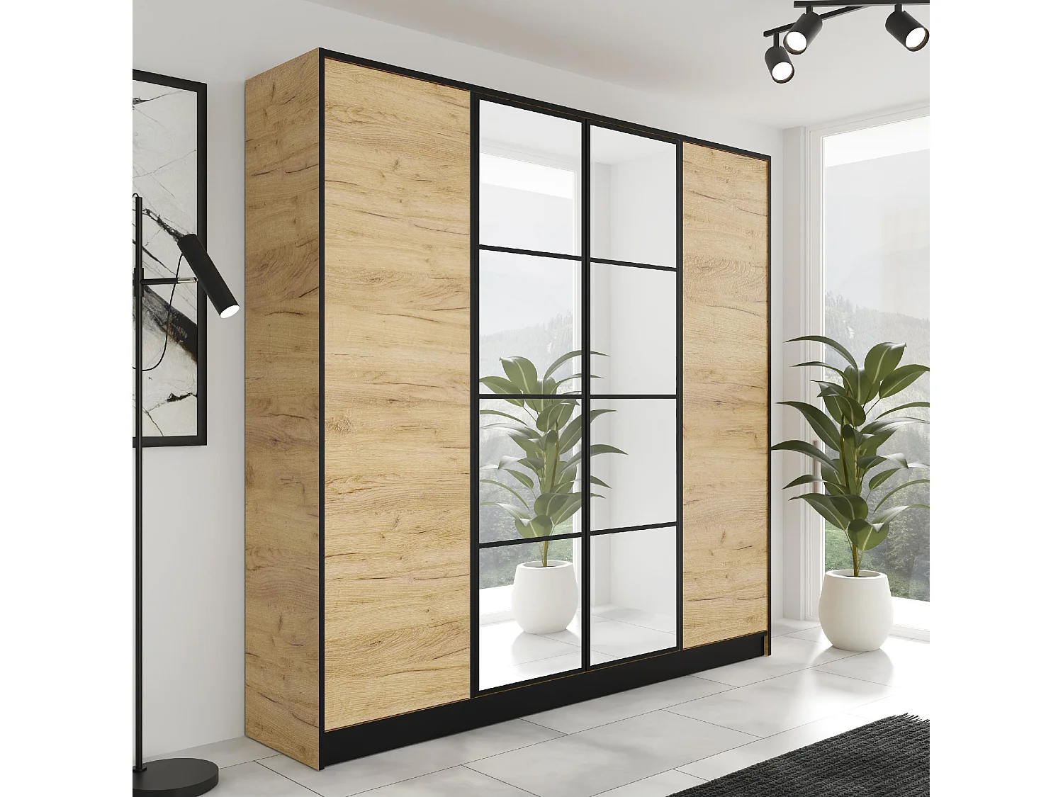 Armoire ouvrante EDEN 4D Modèle 1 Chêne Craft doré