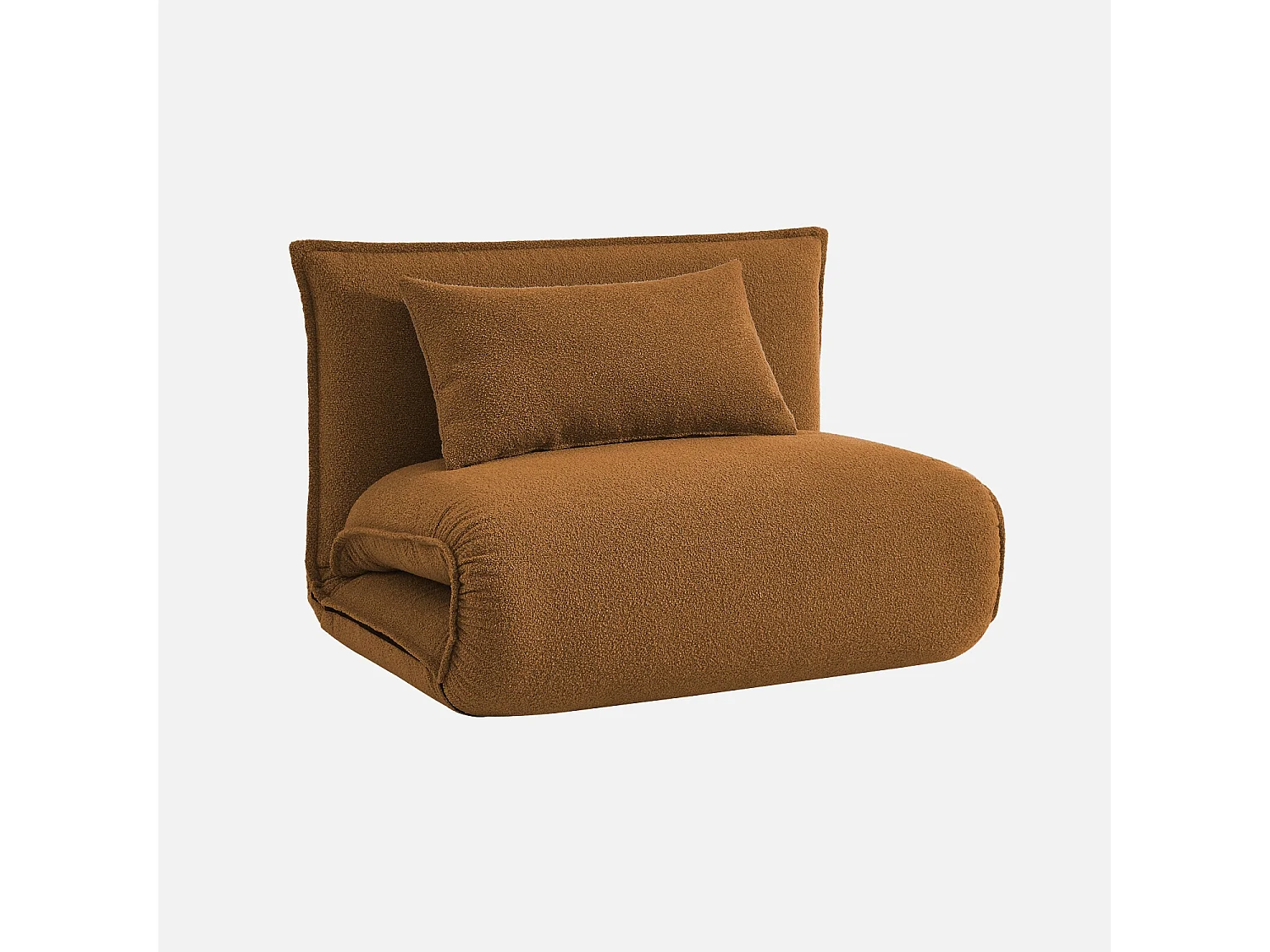 Chauffeuse convertible 1 place en bouclette texturée moutarde L 99 x P 80 x  H 66 cm - Fleeep