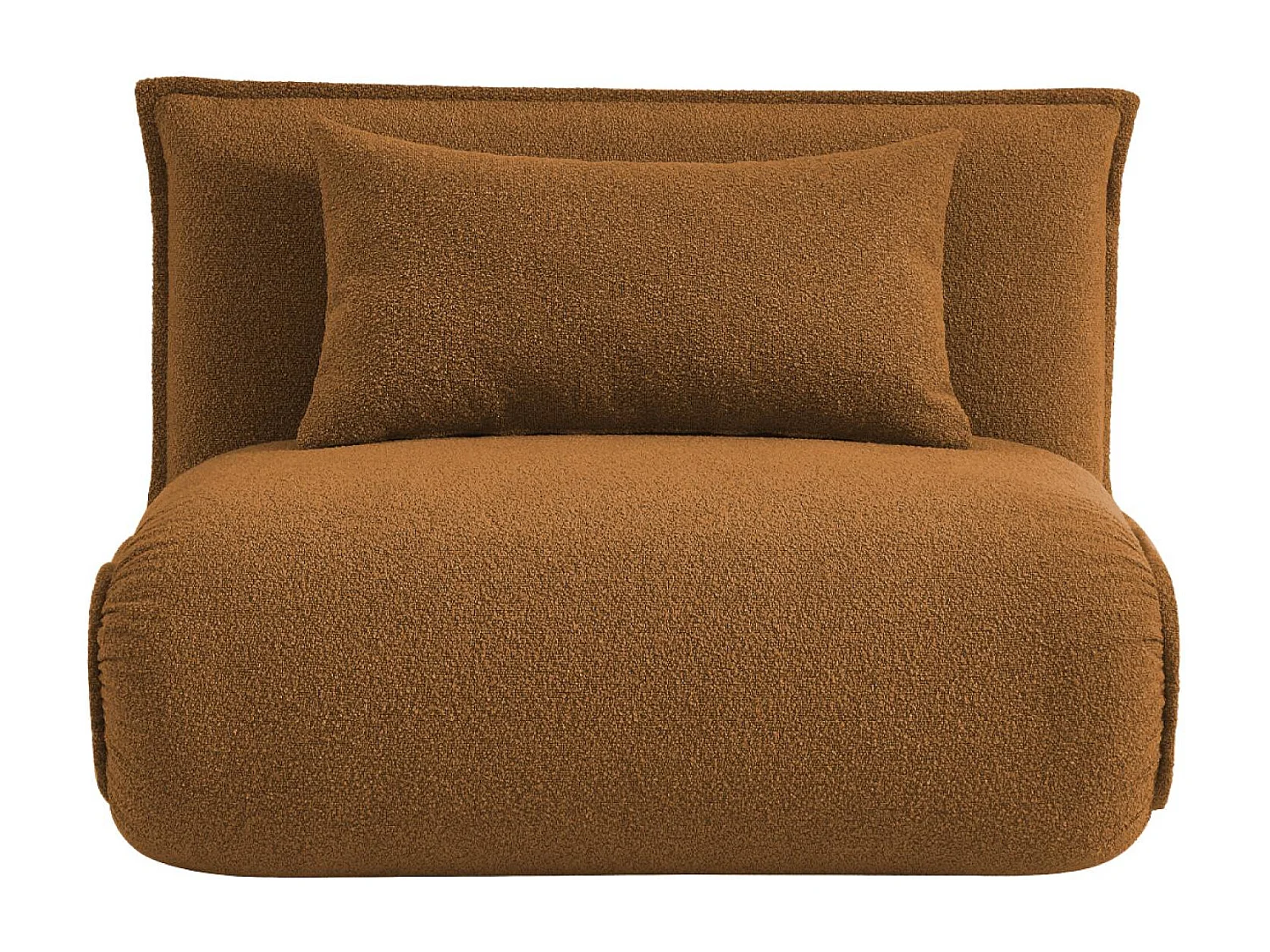 Chauffeuse convertible 1 place en bouclette texturée moutarde L 99 x P 80 x  H 66 cm - Fleeep