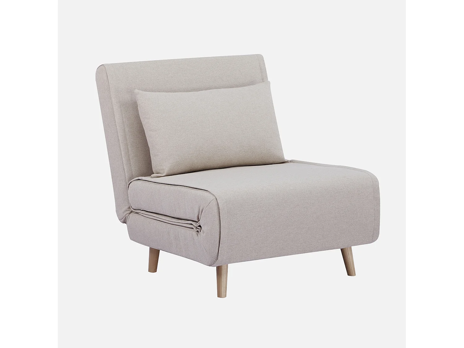 Poltrona letto convertibile tessuto con piedi in legno 1 posto