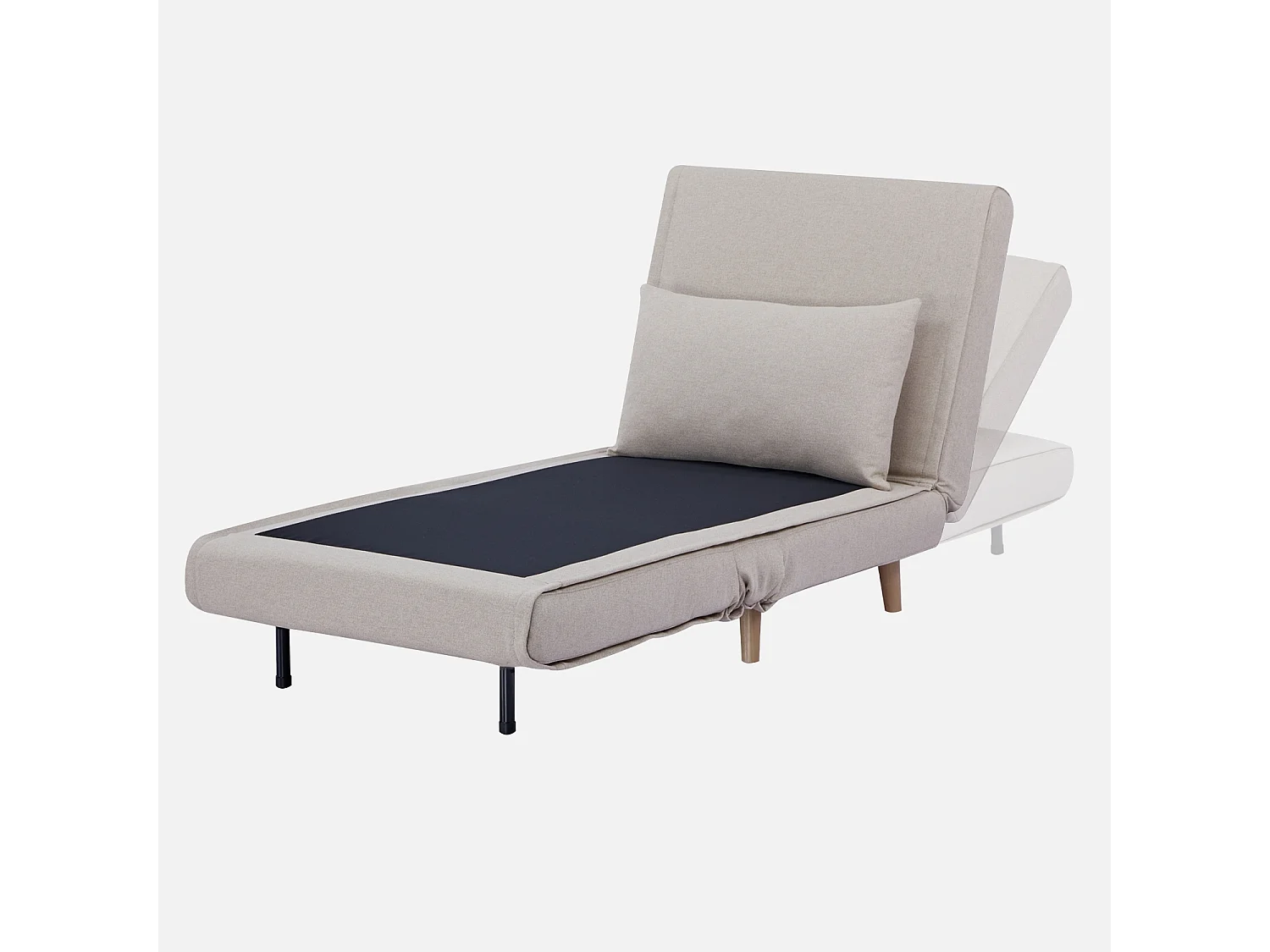 Poltrona letto convertibile tessuto con piedi in legno 1 posto